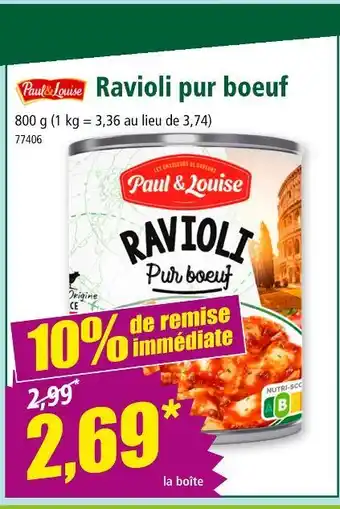 Norma PAUL & LOUISE Ravioli pur boeuf offre