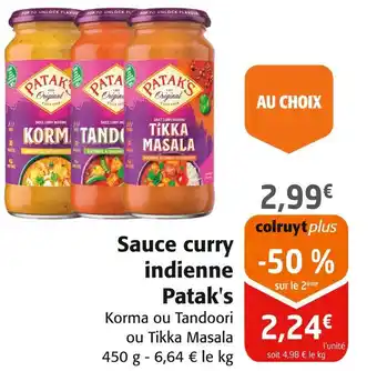 Colruyt PATAK'S Sauce curry indienne offre