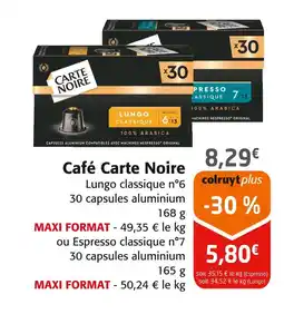 Colruyt CARTE NOIRE Café Carte Noire Lungo classique n°6 offre