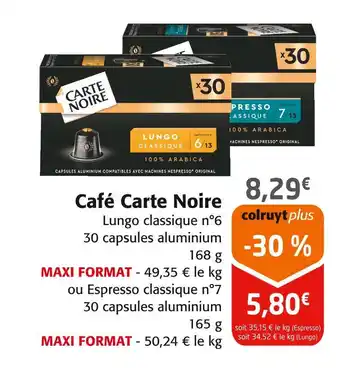 Colruyt CARTE NOIRE Café Carte Noire Lungo classique n°6 offre