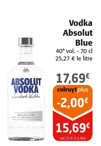 Colruyt Vodka absolut blue offre