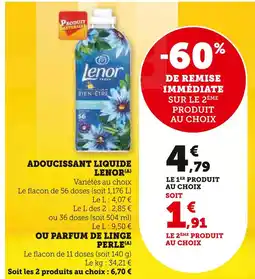 Super U LENOR Adoucissant liquide offre