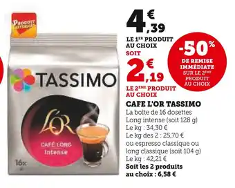 Super U Tassimo Café L'Or offre