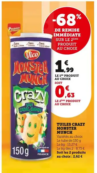 Super U Vico Tuiles Crazy Monster Munch offre