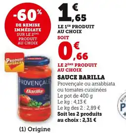 Super U BARILLA Sauce offre