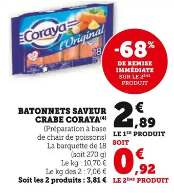 Super U CORAYA Bâtonnets Saveur Crabe offre