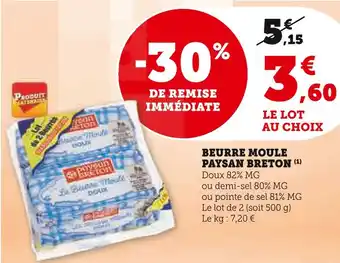 Super U PAYSAN BRETON Beurre moulé offre