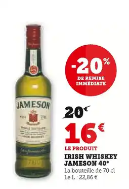 Super U JAMESON Irish whiskey 40° offre