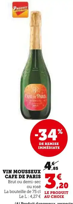 Super U CAFE DE PARIS Vin mousseux offre