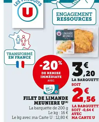 Super U U Filet de limande meuniere offre