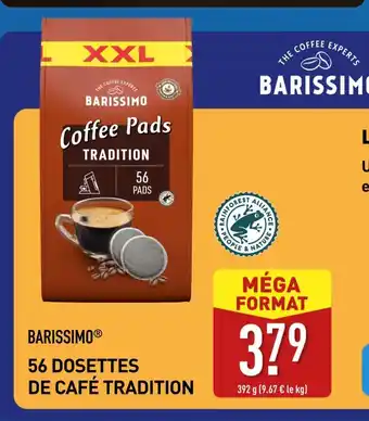 ALDI BARISSMO 56 dosettes de café tradition offre