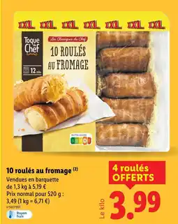 Lidl TOQUE DU CHEF 10 roulés au fromage offre