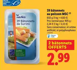 Lidl nautica 39 bâtonnets au poisson MSC offre