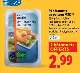 Lidl nautica 39 bâtonnets au poisson MSC offre