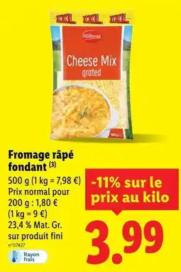 Lidl MILBONA Fromage râpé offre