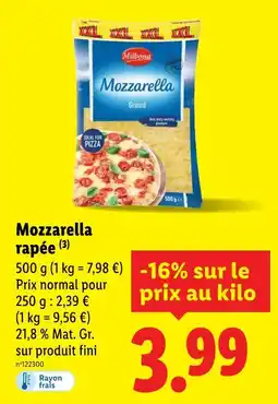 Lidl MILBONA Mozzarella rapée offre