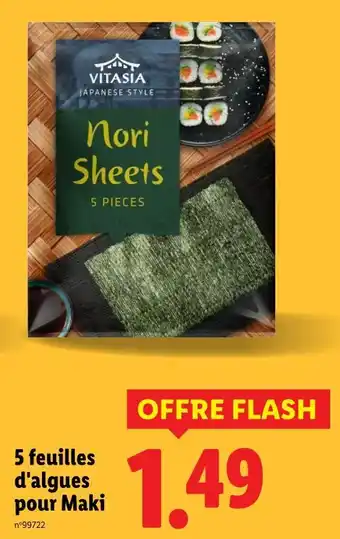 Lidl VITASIA 5 feuilles d'algues pour maki offre