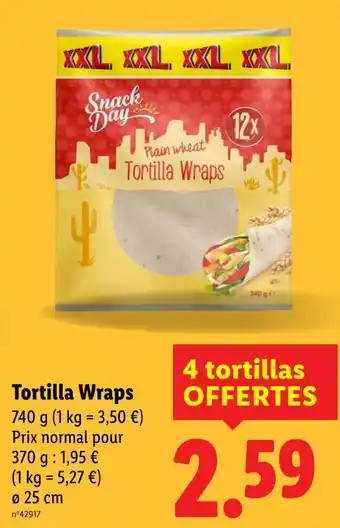 Lidl SNACK DAY Tortilla wraps offre