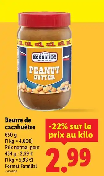 Lidl MCENNEDY Beurre de cacahuètes offre