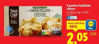 Lidl TOQUE DU CHEF 4 paniers feuilletés chèvre offre