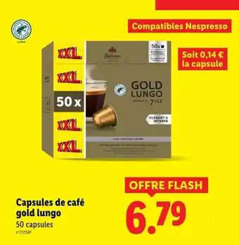 Lidl BELLAROM Capsules de café gold lungo offre