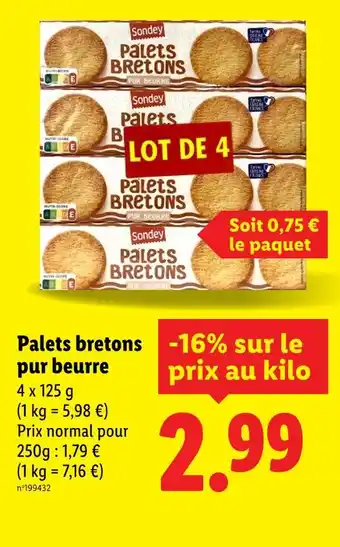 Lidl SONDEY Palets bretons pur beurre offre