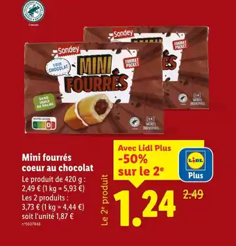 Lidl Sondey Mini fourrés coeur au chocolat offre