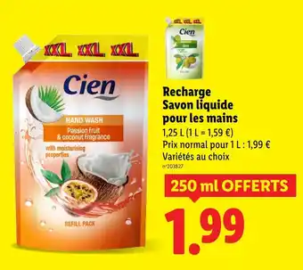 Lidl Cien Recharge Savon liquide pour les mains offre