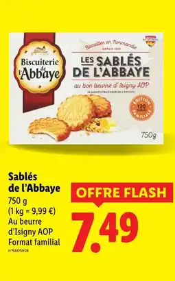 Lidl BISCUITERIE DE L'ABBAYE Sablés de l'Abbaye offre