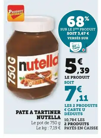 U Express NUTELLA Pate a tartiner offre