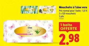 Lidl CIEN Mouchoirs à l'aloe vera offre