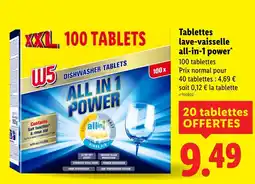 Lidl W5 Tablettes lave-vaisselle all-in-1 power offre