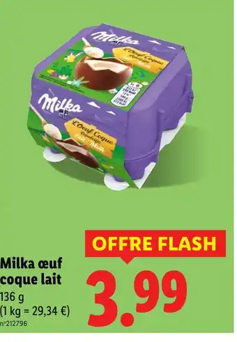 Lidl Milka Milka œuf coque lait offre