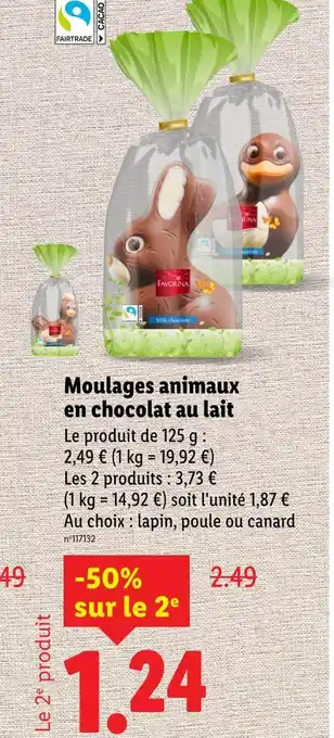 Lidl Favorina Moulages animaux en chocolat au lait offre