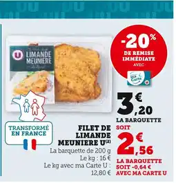 U Express U Filet de limande meuniere offre