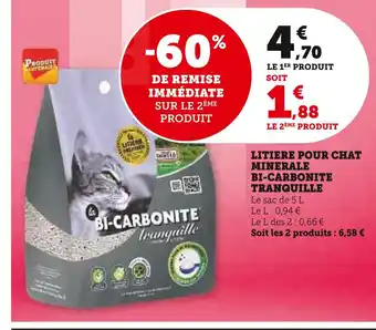 U Express TRANQUILLE Litiere Pour Chat Minerale Bi-Carbonite offre