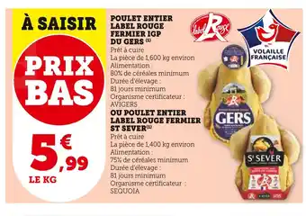 U Express ST SEVER Poulet entier fermier igp du gers ou poulet entier fermier offre