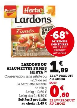 U Express Herta Lardons ou Allumettes Fumés offre