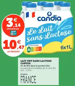 Utile Lait uht sans lactose candia offre