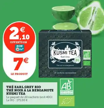 Utile Thé earl grey bio thé noir à la bergamote kusmi tea offre