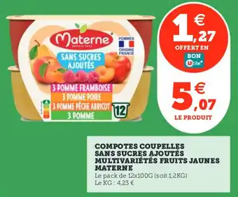 Utile Compotes coupelles sans sucres ajoutés multivariétés fruits jaunes materne offre