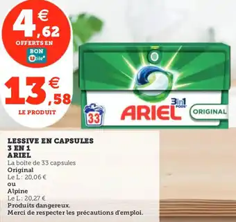 Utile Lessive en capsules 3 en 1 ariel offre