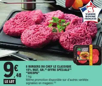 E.Leclerc Express 8 burgers du chef le classique 15% mat. gr. offre spéciale  socopa offre