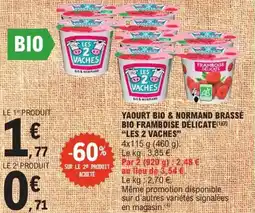 E.Leclerc Express Yaourt bio & normand brassé bio framboise delicate les 2 vaches offre