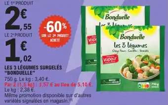 E.Leclerc Express Les 3 légumes surgelés bonduelle offre