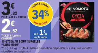 E.Leclerc Express 10 gyoza au bœuf surgelés ajinomoto offre