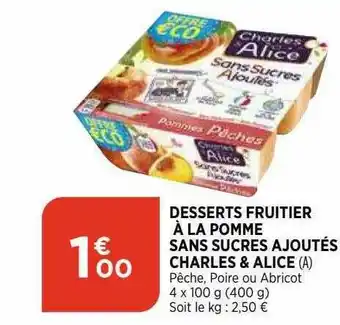 Bi1 Desserts Fruitier à La Pomme Sans Sucres Ajoutés Charles & Alice offre