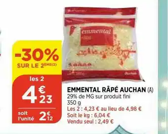 Emmental Râpé Auchan -30% Sur Le 2ème