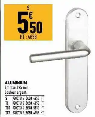 Brico Cash Aluminium S Tc Tcd Tcy offre