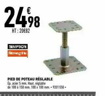 Brico Cash Pied De Poteau Réglable offre